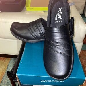 NIB Hotter Candy Black Slip-on Ortholite Stability Shoes Size 9 Made in England